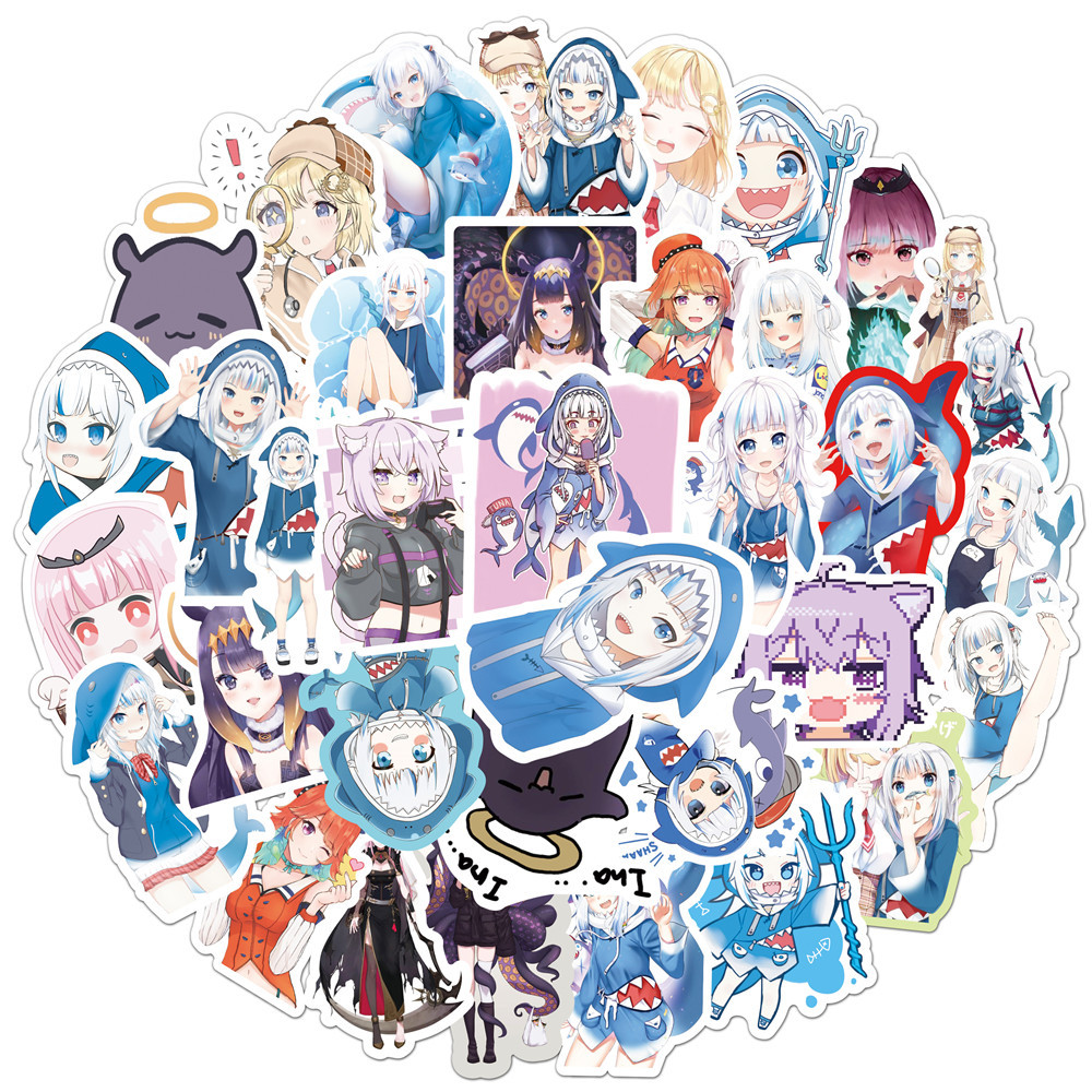 10/50PCS Gawr Gura Stickers Sh - Kids Toys Cartoon Images 评论和价格