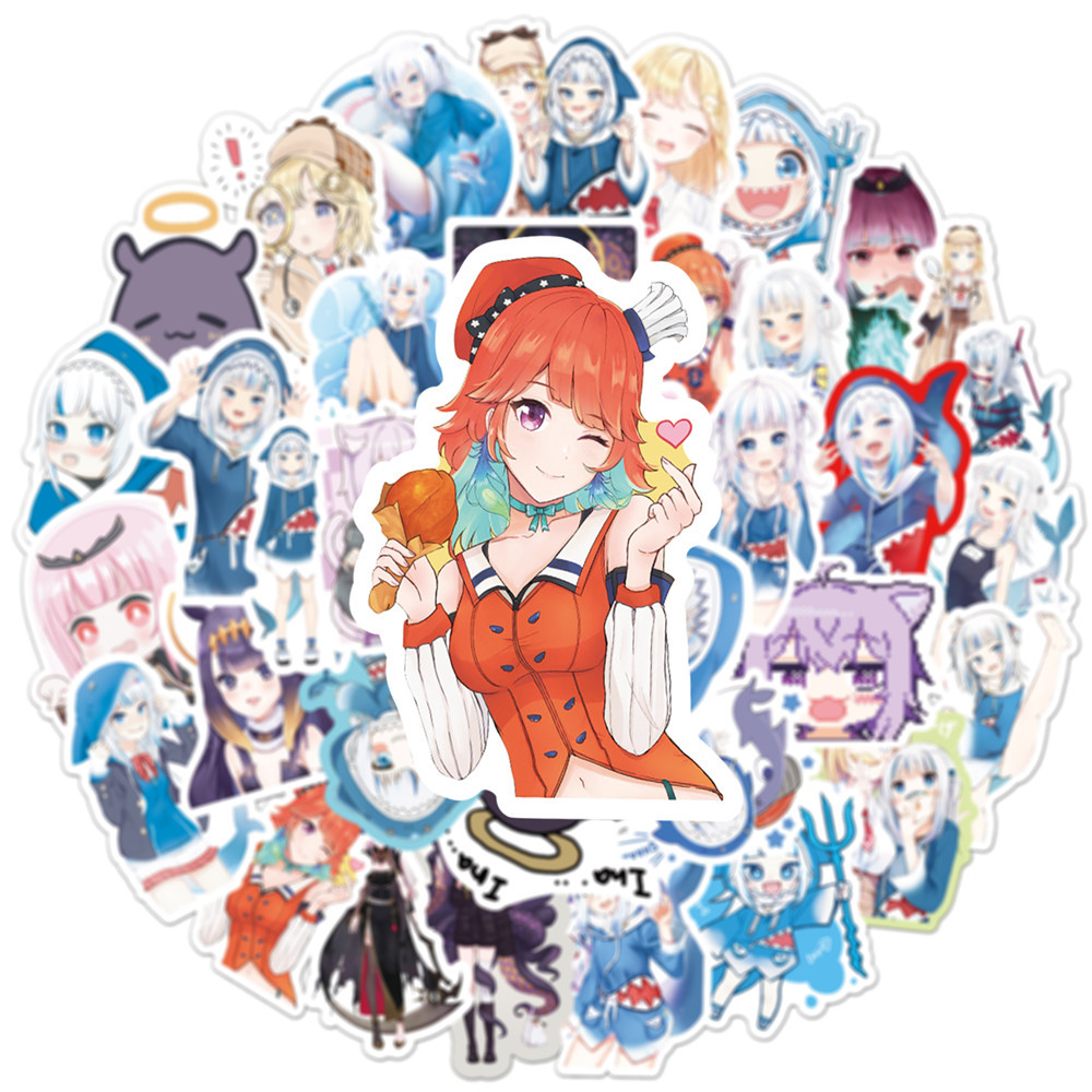 10/50PCS Gawr Gura Stickers Sh - Kids Toys Cartoon Images 评论和价格