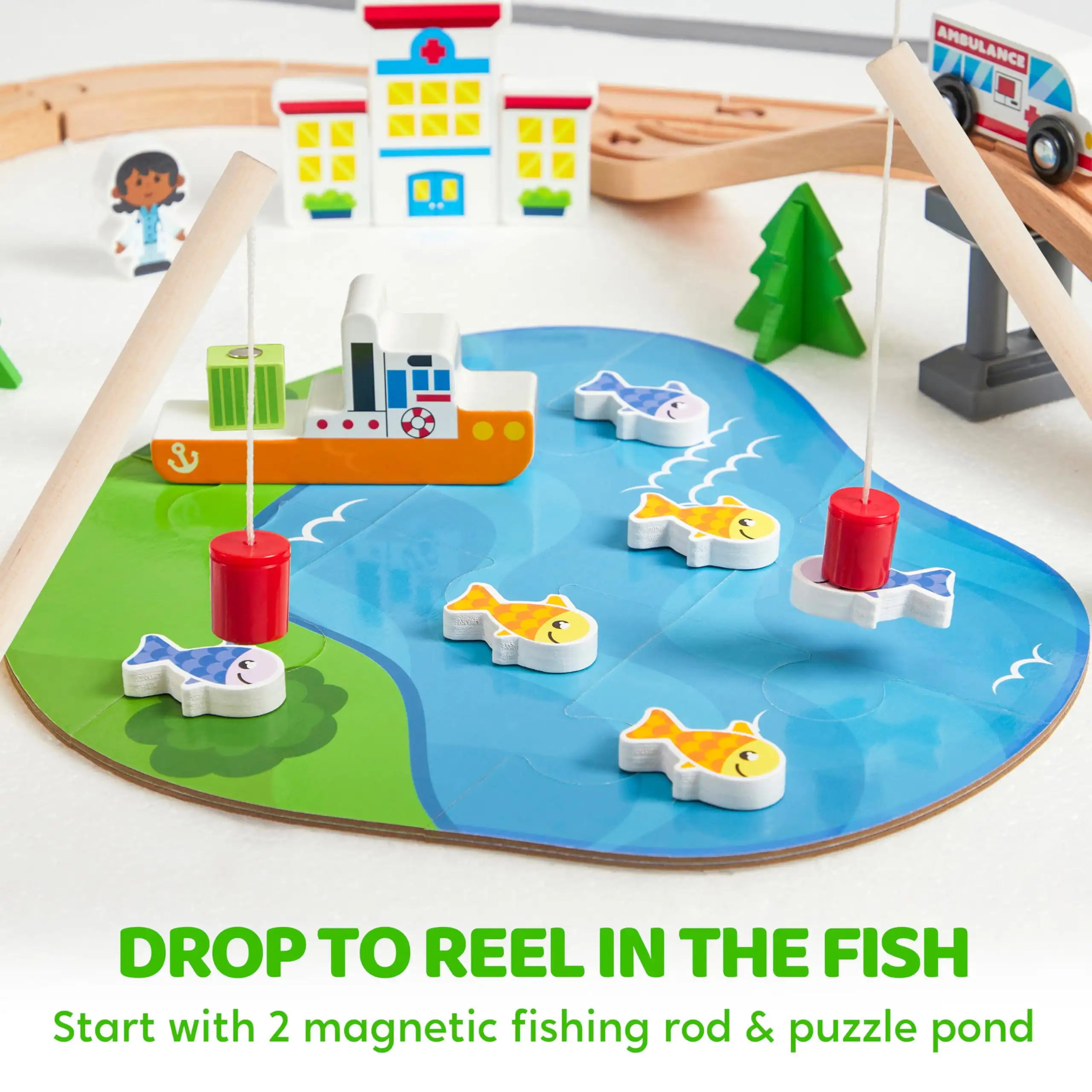 Joyfy 110/60 Pcs Wooden Train  - Kids Toys Set 评论和价格
